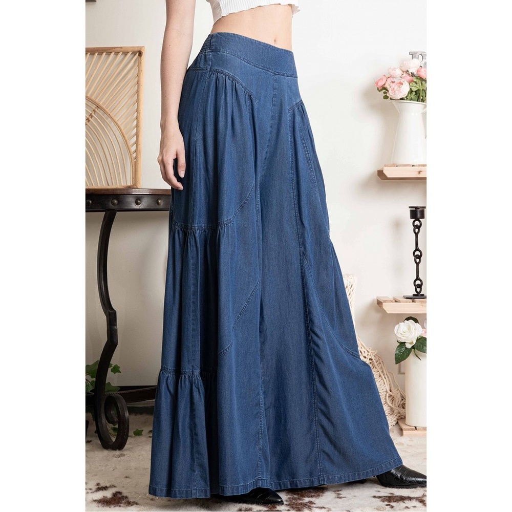 Blue Velvet Dark Wash Ultra Wide Leg Denim Pull Ons - Picture 2 of 9